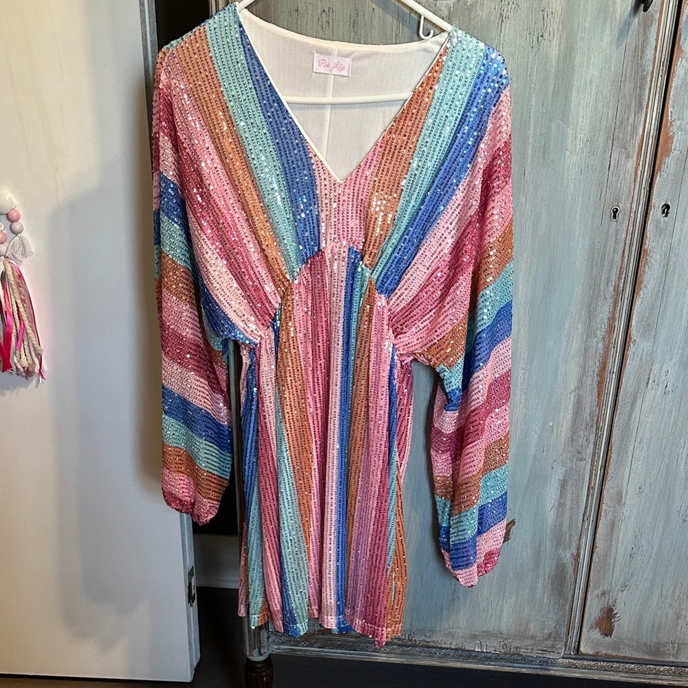 Multi-Color Sequin V-Neck Women’s Top